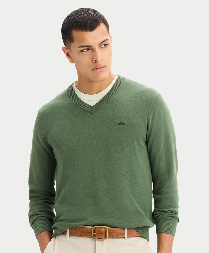 Sweater V Neck Duck Green